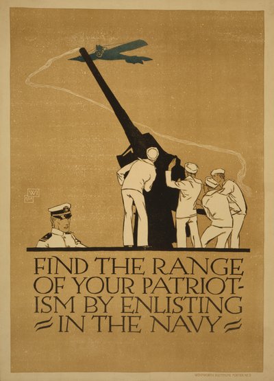 Find the Range of Your Patriotism by Enlisting in the Navy, 1918 by Vojtěch Preissig