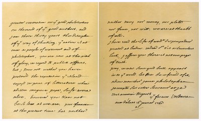 Letter from Francois Marie Arouet de Voltaire to George Keat, 16th January 1760 by Voltaire