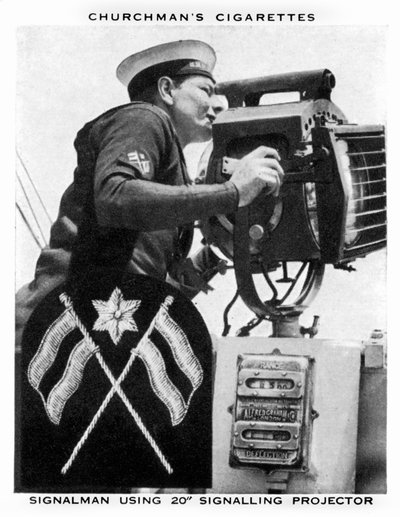 Signalman Using 20 Signalling Projector, 1937 by WA and AC Churchman