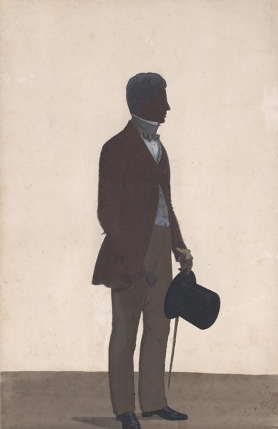 A young man, standing, full length silhouette, profile to right by WH Beaumont
