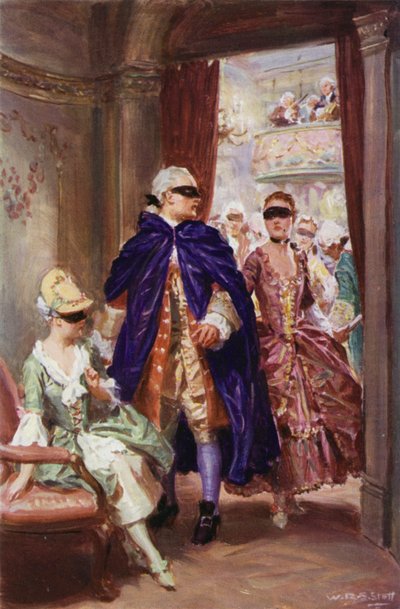 "A lady in a domino came up to him and whispered to him" by W.R.S. (after) Stott
