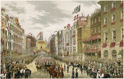 Procession on the Strand, Temple Bar, Strand, London, UK by W. H. Russell