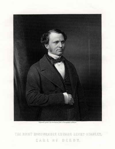 Edward Henry Stanley, 15th Earl of Derby, British statesman, mid-late 19th century by W. Holl