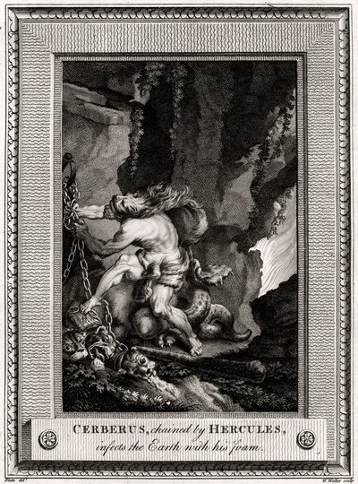 Cerberus, Chained by Hercules, Infects the Earth with His Foam by W. Walker
