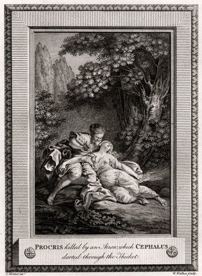 Procris Killed by an Arrow which Cephalus Darted through the Thicket, 1775 by W. Walker