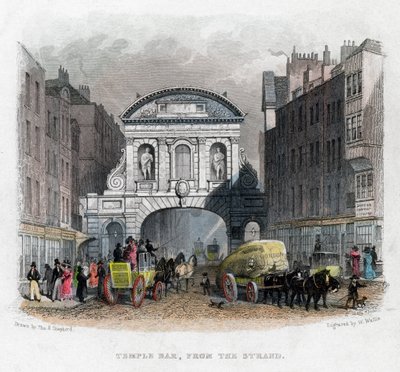 Temple Bar, from the Strand, London, 1829 by W. Wallis