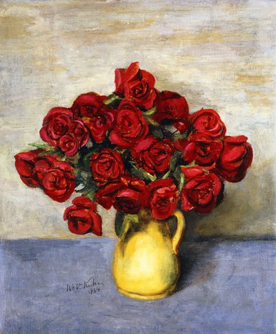 Red Roses in a Yellow Pitcher by Walt Kuhn