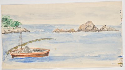 Man in Sailboat on the Coast in Florida (?) by Walter Barwig