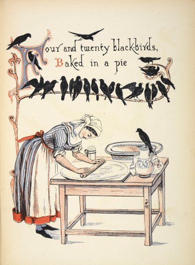 Four and twenty blackbirds baked in a pie by Walter Crane