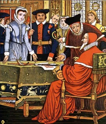 Mrs Margery is Charged with Witchcraft (from Little Goody Two Shoes) by Walter Crane