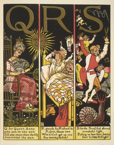 Q for Queen Anne; R for Richard & Robert; S for the Snail by Walter Crane