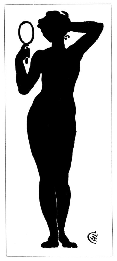 Silhouette of Naked Woman Holding a Mirror by Walter Crane