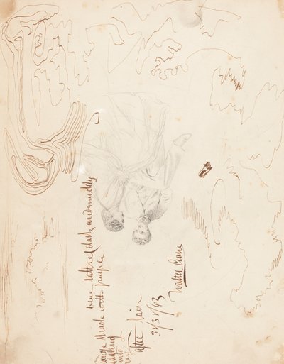 Sketch of a Couple Seated with Cloud Studies (verso) by Walter Crane