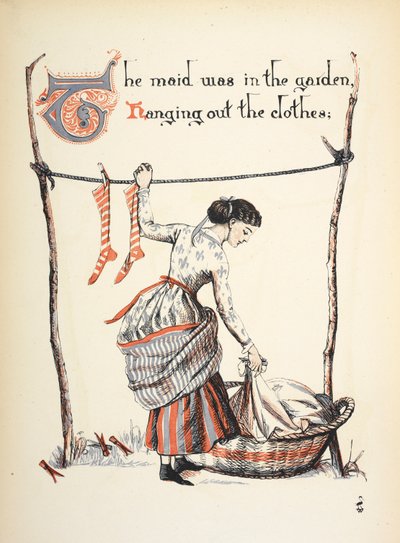 The maid was in the garden hanging out the clothes by Walter Crane