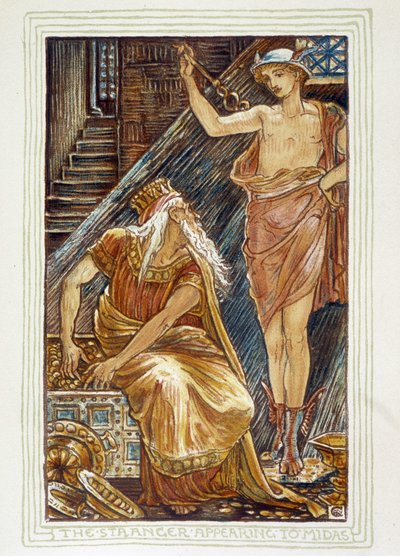 The stranger appearing to Midas - in A wonder book for girls and boys by Walter Crane by Walter Crane