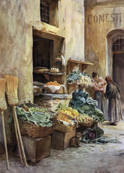 Greengrocer shop, Italian Riviera by Walter Frederick Roofe Tyndale