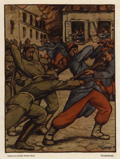 Street Battle Between German and French Soldiers, World War I by Walter Georgi