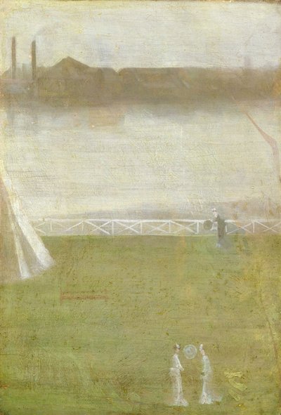 Japanese Figures on Chelsea Embankment by Walter Greaves