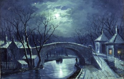 Redcote Bridge, Armley, by Moonlight by Walter Linsley Meegan