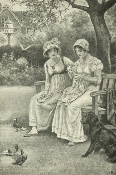Jane Austen, Sewing, with Her Sister Cassandra in the Rectory Garden by Walter Paget