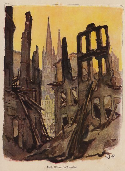Ruined city, World War I by Walter Puttner