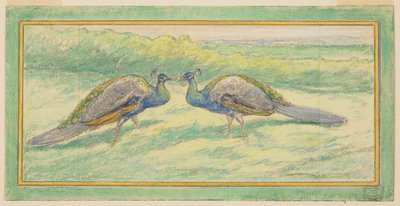 Two Peacocks in a Landscape by Walter Shirlaw