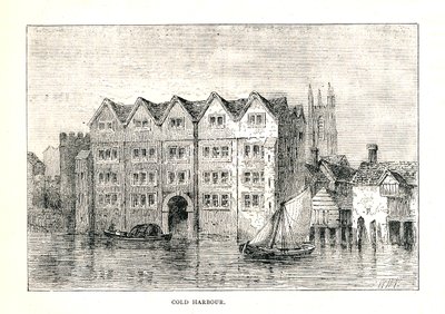 Cold Harbour. Medieval Mansion House North Bank of Thames above London Bridge by Walter Thornbury