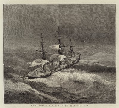 HMS Royal Alfred in an Atlantic Gale by Walter William May