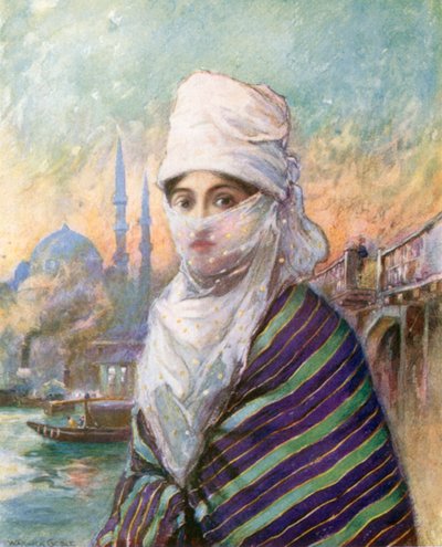 A Turkish Lady in Outdoor Dress by Warwick (after) Goble