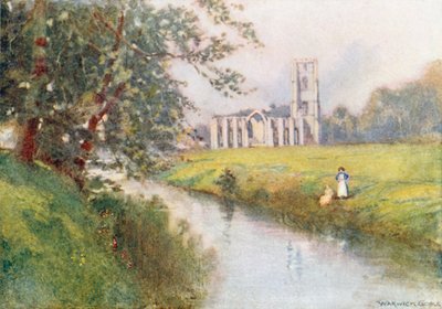 Fountains Abbey from the South-East by Warwick (after) Goble