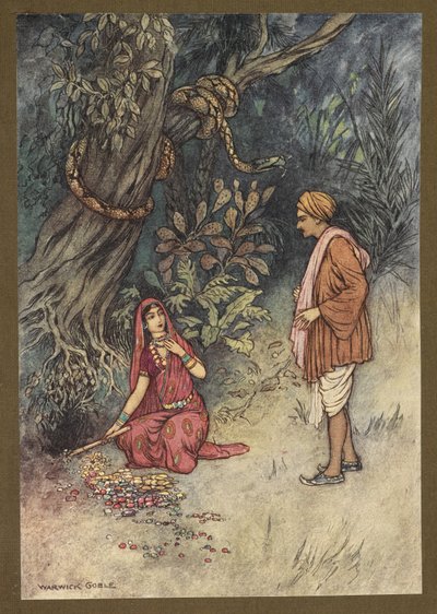 Husband, Take Up All This Large Quantity of Gold and These Precious Stones, from Folk-Tales of Bengal by Warwick Goble