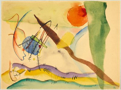 Watercolor with Green Borders by Wassily Kandinsky