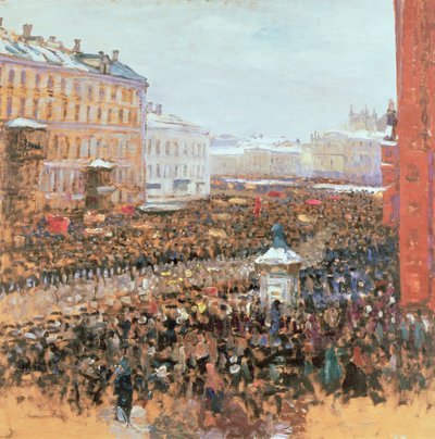 Mass Demonstration in Moscow in 1917 by Wassily Meshkov