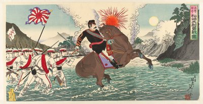 An Illustration of the Heroic Battle of Captain Matsuzaki during the Battle of Songhwan by Watanabe Nobukazu
