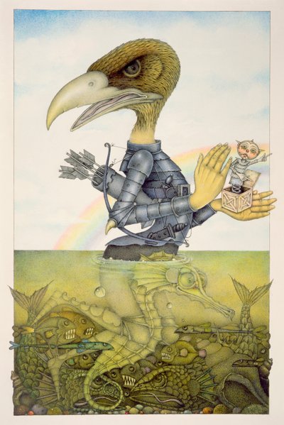 Bird in Armour on Sea Horse by Wayne Anderson