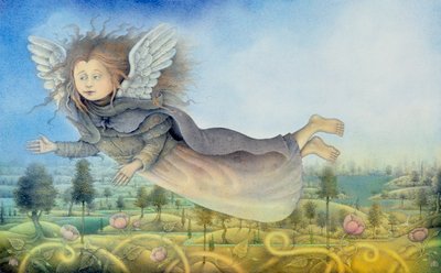 Flying Fairy Over Landscape by Wayne Anderson