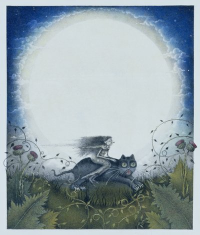 Scottish Witch on a Black Cat by Wayne Anderson
