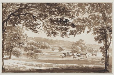 Wooded Landscape with Cows in a Pond by Weissenbruch (workshop of)