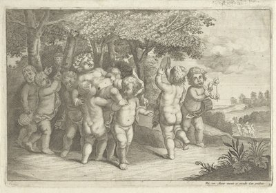 Boys Playing Music and Dancing Carrying a Bacchant by Wenceslaus Hollar (rejected attribution)