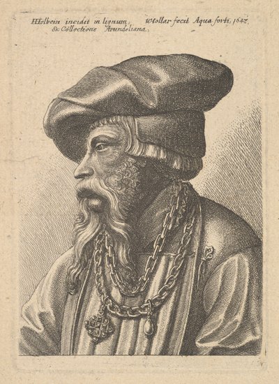 Bearded man with chain necklace by Wenceslaus Hollar