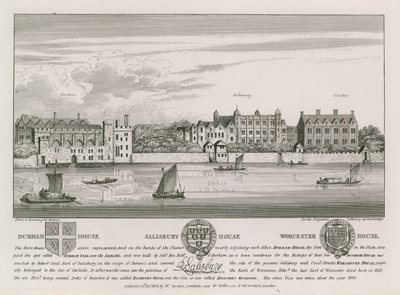 Durham House, Salisbury House and Worcester House by Wenceslaus Hollar