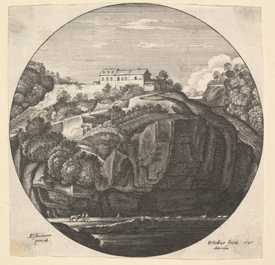 Landscape with a House on Cliffs by Wenceslaus Hollar
