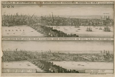 London, before and after the Great Fire by Wenceslaus Hollar