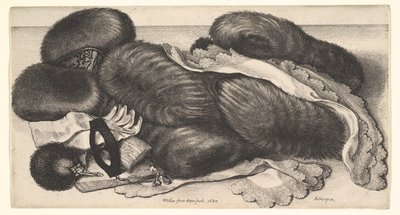 Muffs and Articles of Clothing on a Table by Wenceslaus Hollar