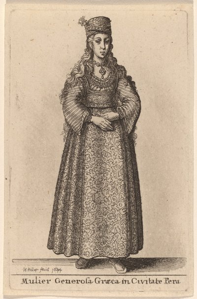 Generous Greek Woman in the City of Pera by Wenceslaus Hollar