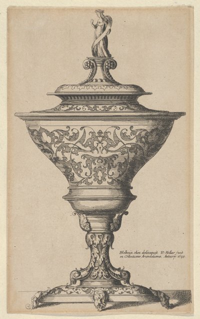 Ornate Goblet on Feet of Masks by Wenceslaus Hollar