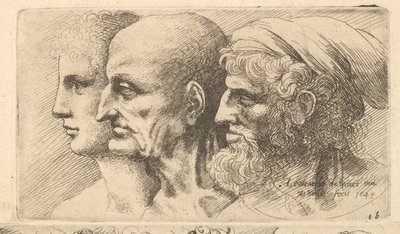 Row of Three Heads in Profile to Left by Wenceslaus Hollar