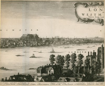 The Prospect of London and Westminster Taken from Lambeth by Wenceslaus Hollar