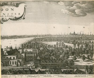 The prospect of London and Westminster taken from Lambeth by Wenceslaus Hollar