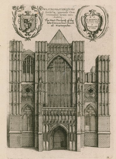 The West Prospect of the Late Conventual Church of Westminster, London by Wenceslaus Hollar
